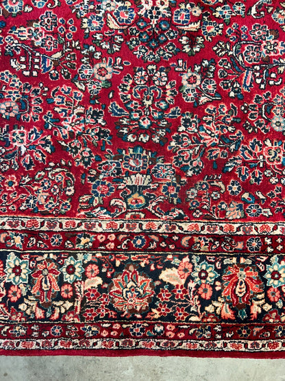 8'10"x12'2" Antique Fine Lamb Wool Sarouke Rug Hand-knotted Carpet