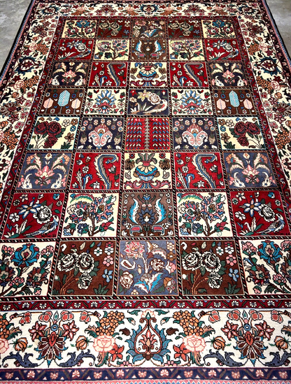 6'9"x9'5" Hand-Knotted 100% Lamb Wool Bakhtiarie Carpet - Area Rug