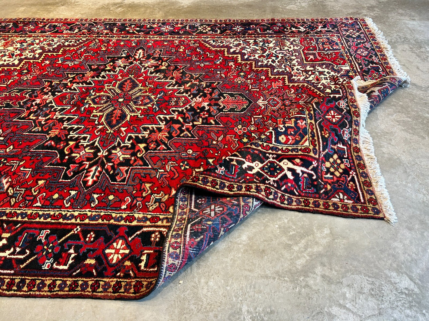 7'8"x11'5" Hand-Knotted 100% Wool Pile Herize Rug