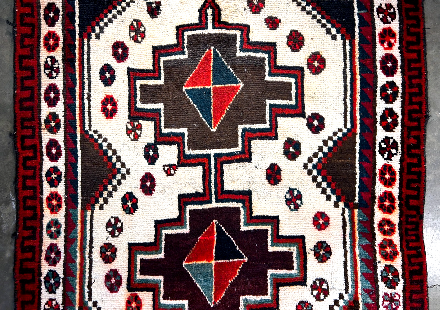 4'3" x 6'7" Hand-Knotted 100% Wool Pile Hamadane Area Rug - Carpet