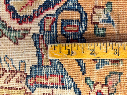 7'x11'10" Antique Hand-Knotted Wool Oriental Kermane Rug - Area Carpet