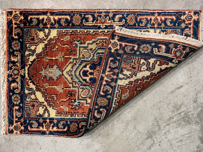 2'x3' Hand-Knotted 100% Wool Herize Design Carpet - Area Rug