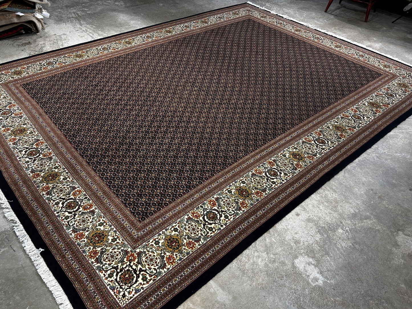 8'4"x11'2" Fine Hand-Knotted 100% Wool Pile Tabrize Fish Style Rug - Carpet