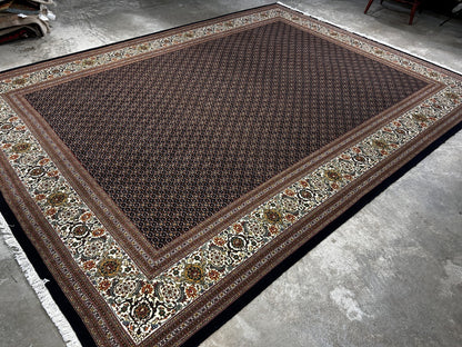 8'4"x11'2" Fine Hand-Knotted 100% Wool Pile Tabrize Fish Style Rug - Carpet