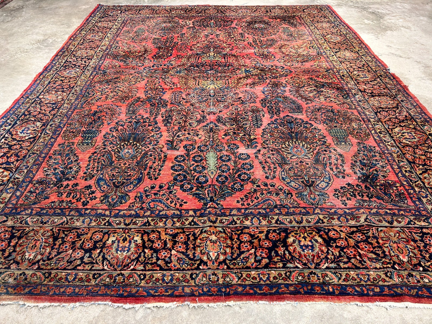 8'11"x11'8" Antique Fine Lamb Wool Sarouke Rug Hand-knotted Carpet