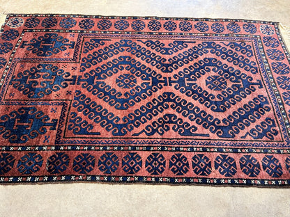 3'x4'6" Antique Hand-Knotted 100% Wool Pile Balouchi Rug