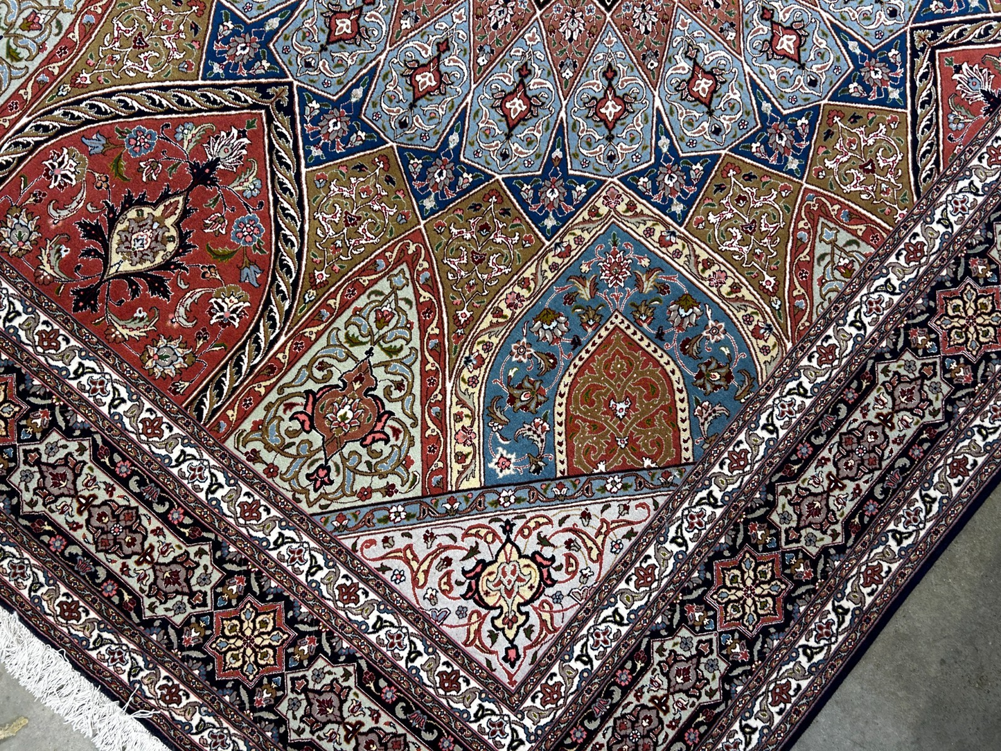 8'3"x10'5" Very Fine Hand-Knotted Wool & Silk Tabrize Rug