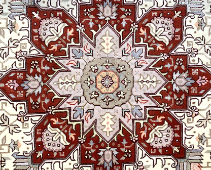 4'10"x6'8" Very Fine Hand-Knotted Wool & Silk Blend Tabrize Carpet - Area Rug