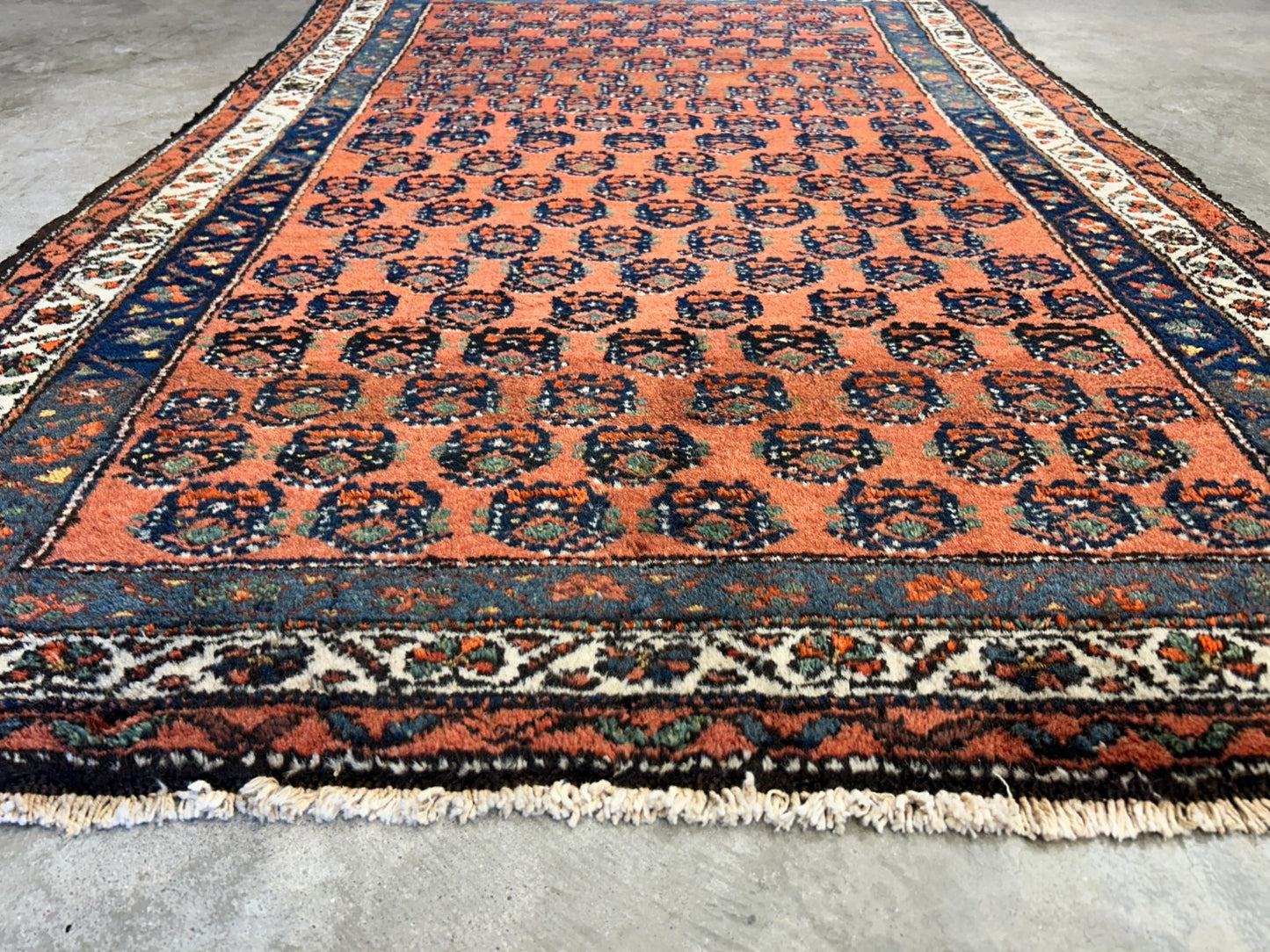 3'9"x5'9" Antique Hand-Knotted 100% Wool Pile Hamadane Area Rug - Carpet