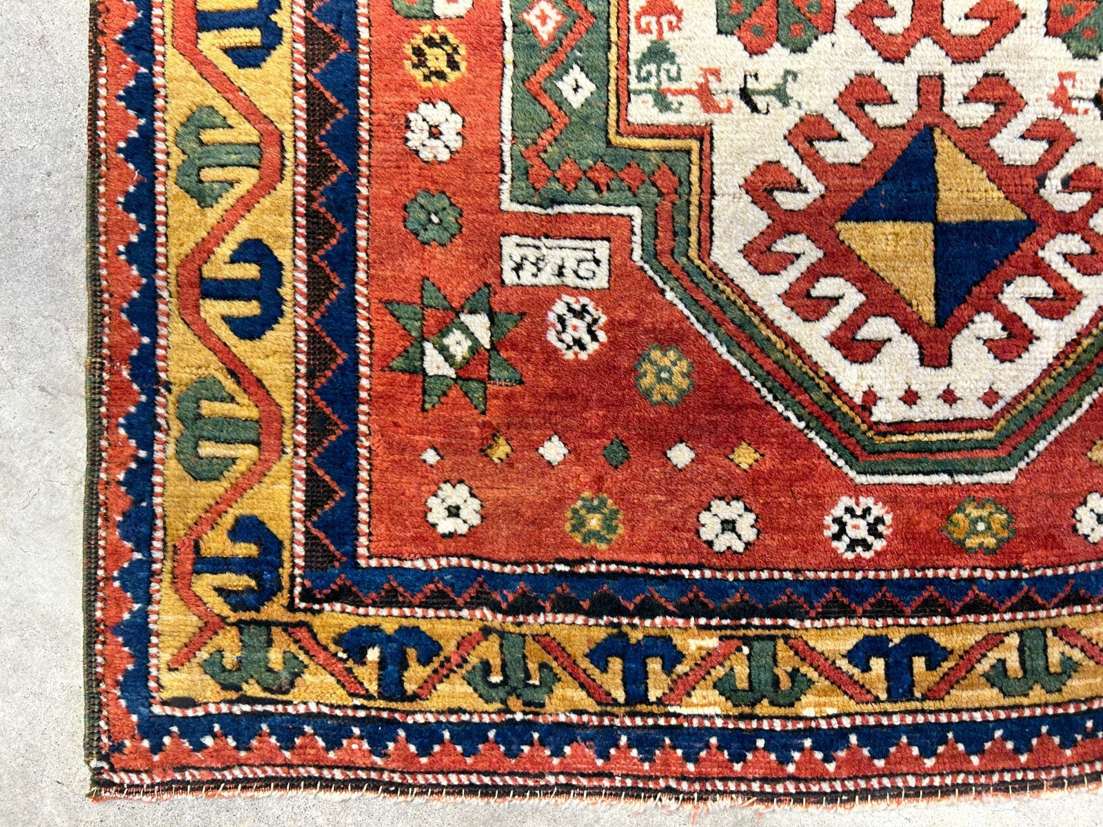 Collector Item -  3'4"x5'6" Antique Hand-Knotted 100% Wool Pile Kazak Rug