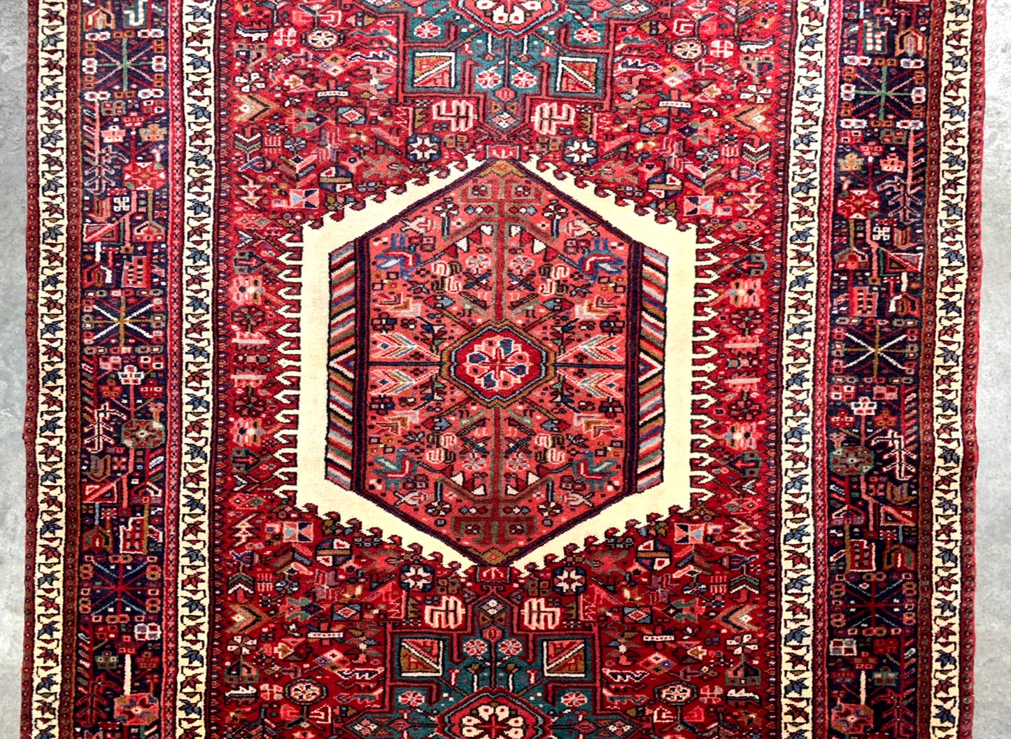 4'10"x6'4" Antique Hand-Knotted Karaja Geometric Area Rug Carpet