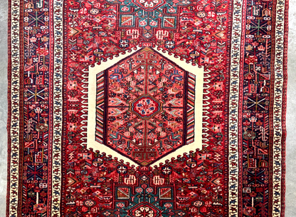 4'10"x6'4" Antique Hand-Knotted Karaja Geometric Area Rug Carpet