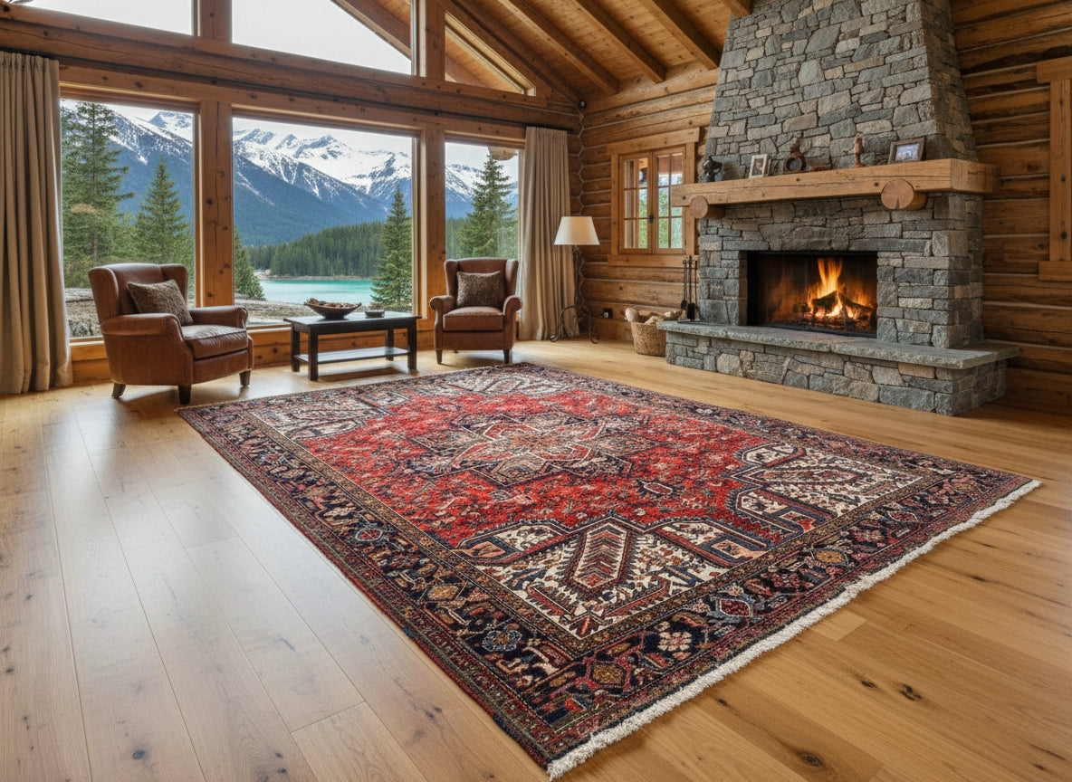 8'2"x11'1" Hand-Knotted 100% Wool Pile Herize Rug