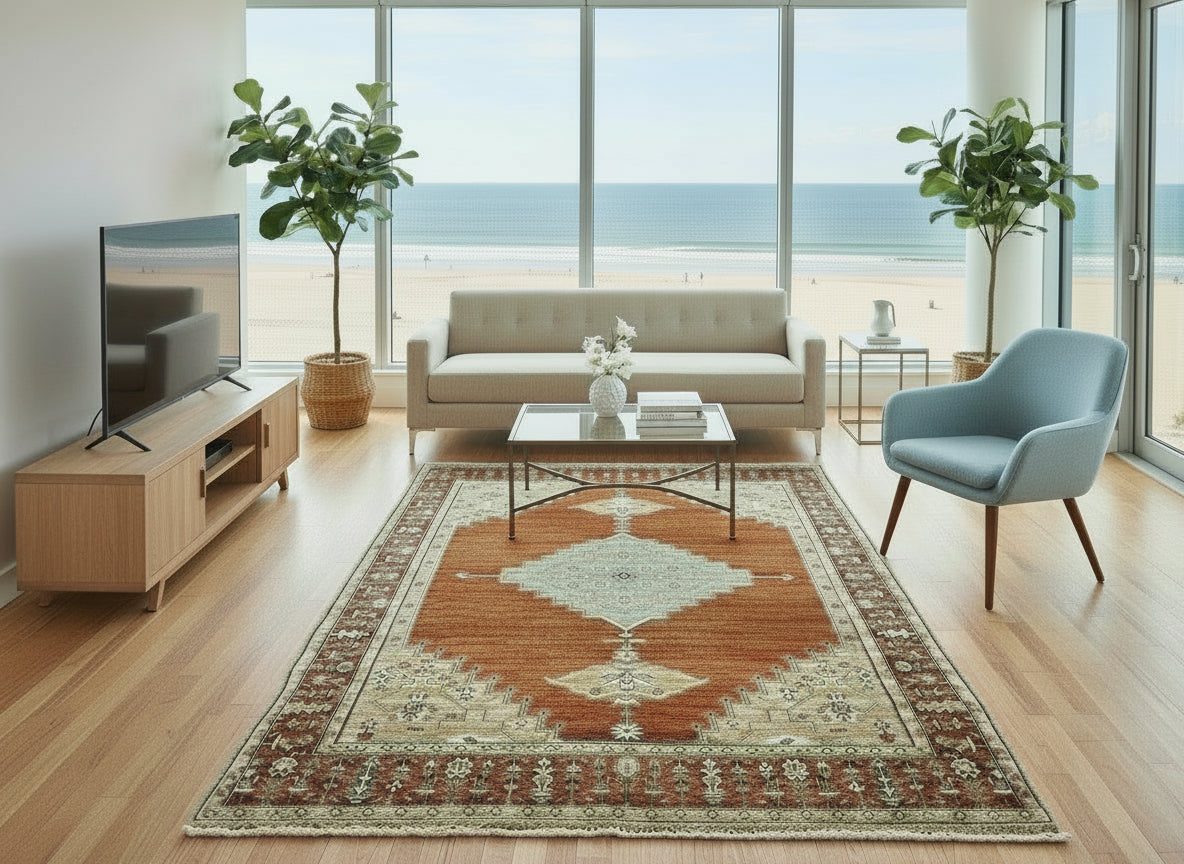 7’10”x9’11” Hand-Knotted 100% Wool Pile Indoserapi Area Rug - Carpet