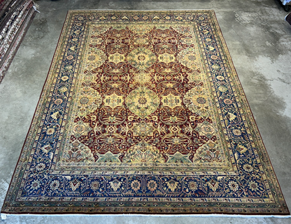 9'1"x12'3" Very Fine Hand-Knotted 100% Fine Wool Pile IndoTabriz Rug
