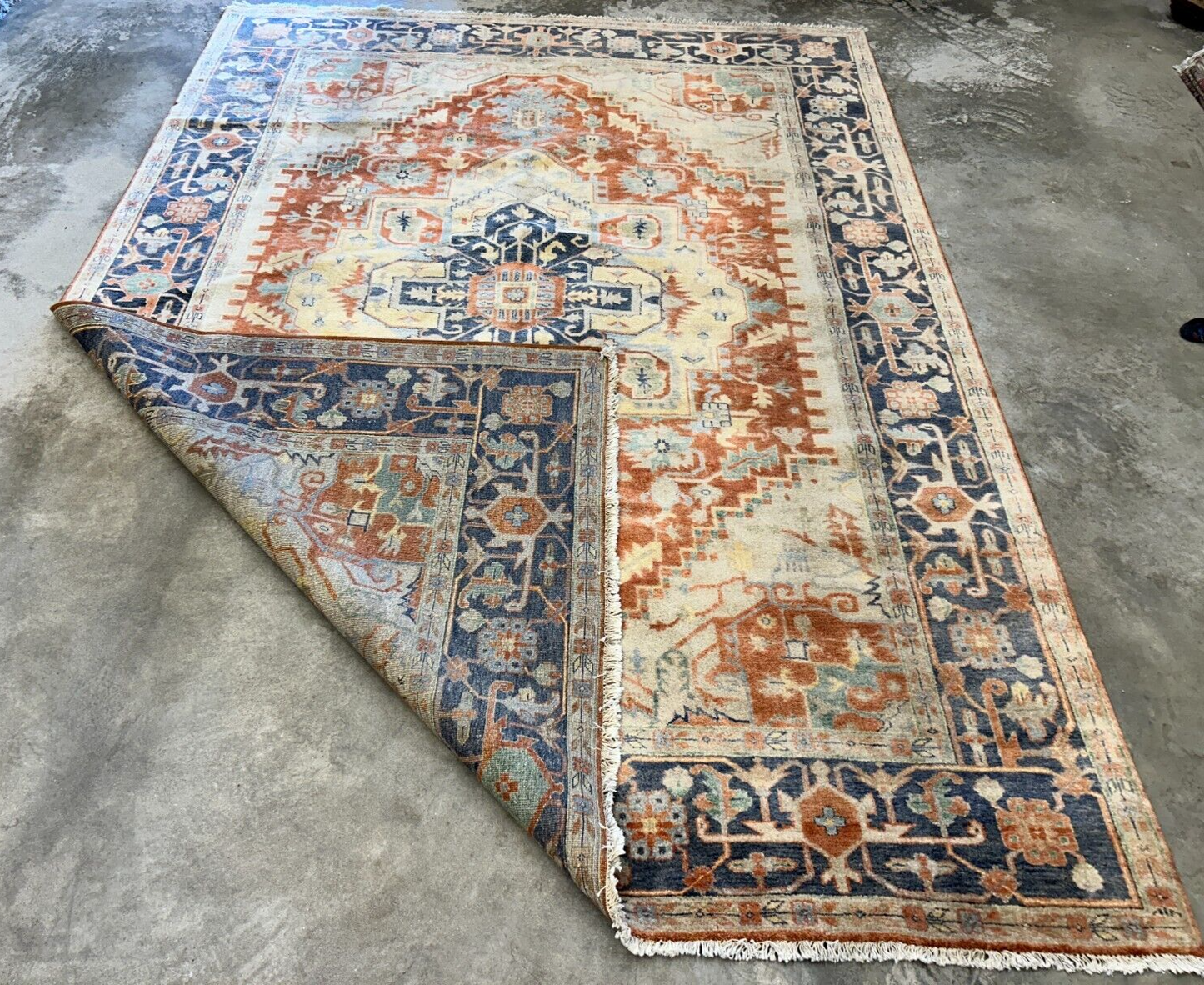 9'x12' Hand-Knotted 100% Lamb Wool Serapie Design Carpet - Area Rug