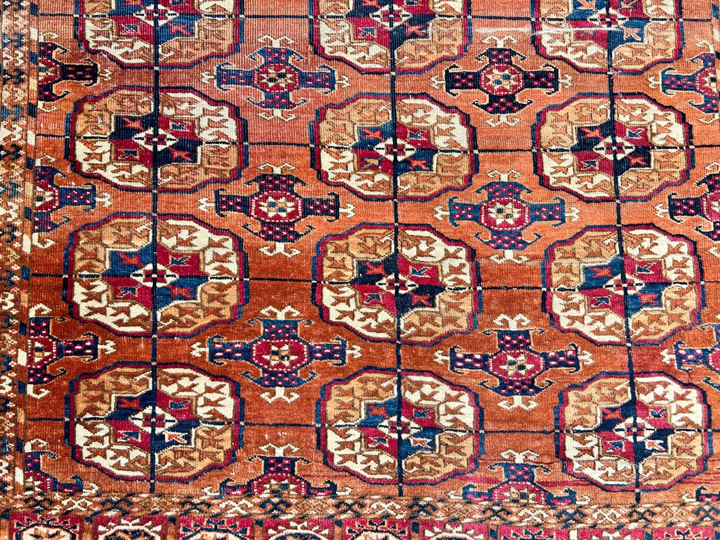 3'10"x6' Antique Hand-Knotted 100% Wool Pile Turkman Bokhara Rug