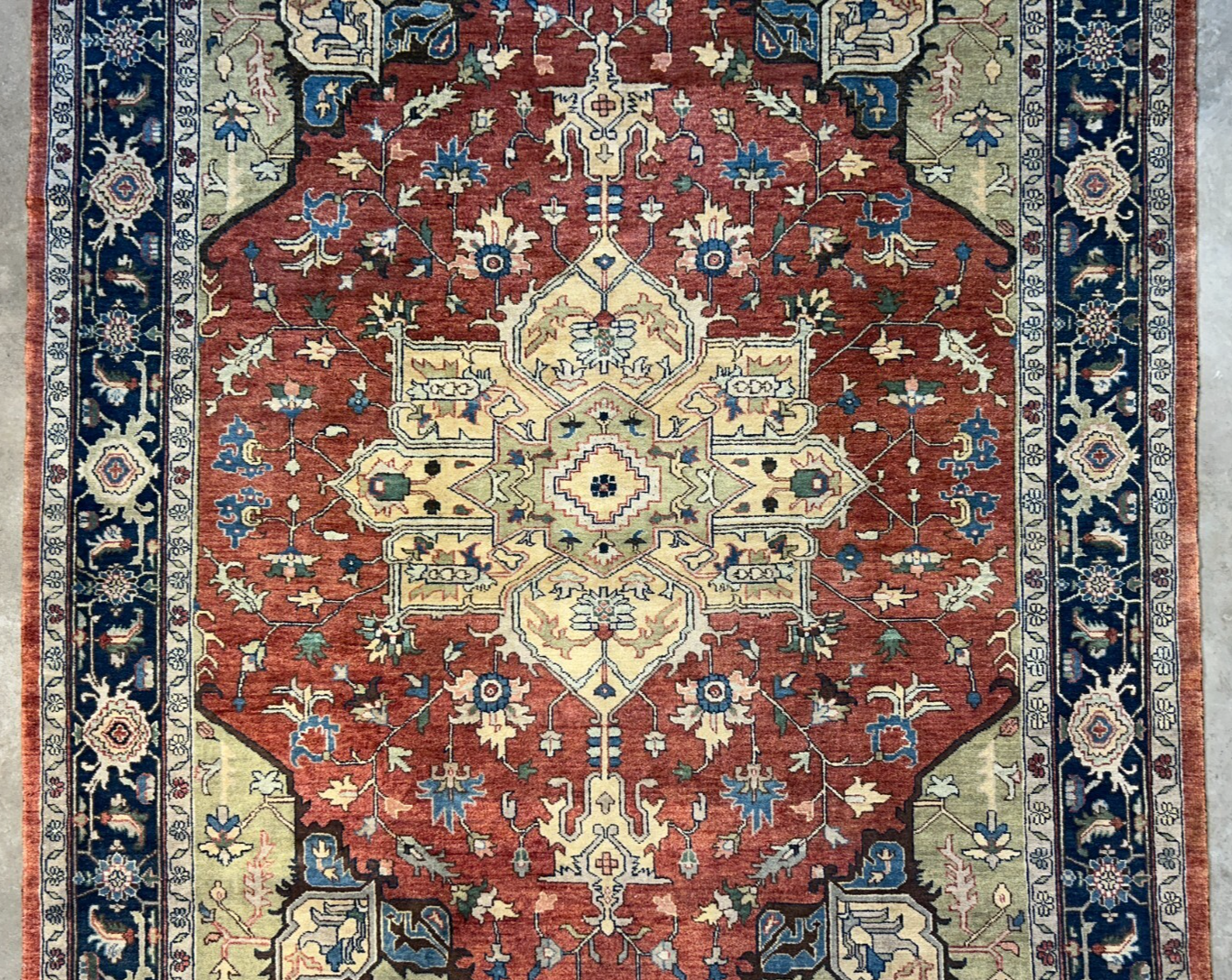 7'3"x10'3" Fine Hand-Knotted 100% Wool Pile IndoHeriz Rug