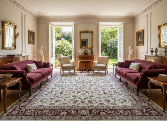 9'x12' Hand-Knotted Wool & Silk Pile Sinopersian Carpet - Area Rug