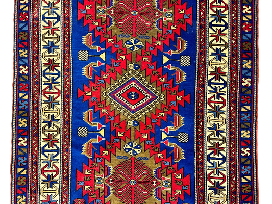 3'6"x5'9" Hand-Knotted 100% Wool Pile Yalamehe Rug