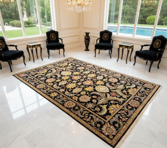 6'1"x9'1" Hand-Knotted 100% Wool Pile Agra Carpet - Area Rug