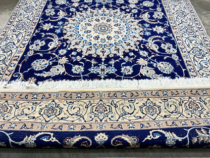 6'5"x10'1" Hand-Knotted Silk & Wool Blend Carpet - Naine Area Rug
