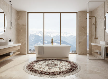 4' Diameter Exquisite Hand-Knotted 100% Wool Pile Oriental Rug