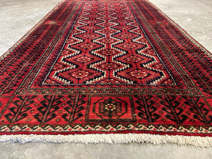 3’3”x6’2” Hand-Knotted 100% Wool Balouchi Area Rug - Carpet