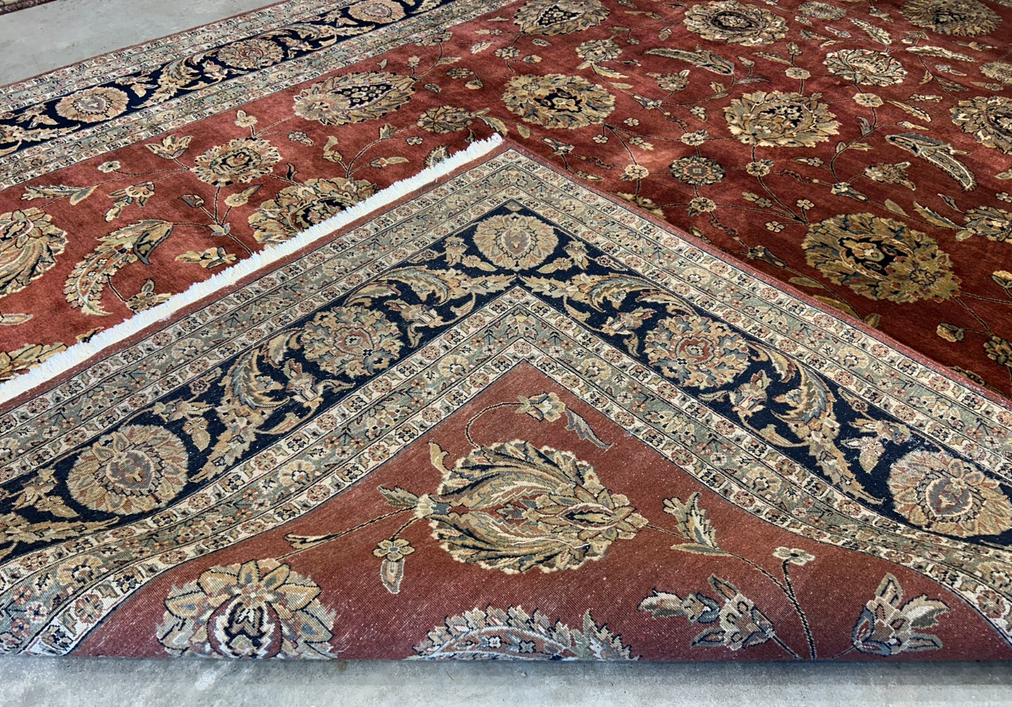 8'10"x12'3" Hand-Knotted 100% Wool Pile Indian Rug