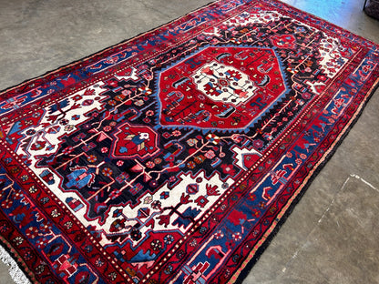 5'8" x 10'11" Hand-Knotted 100% Lamb Wool Pile Hamadane Area Rug - Carpet