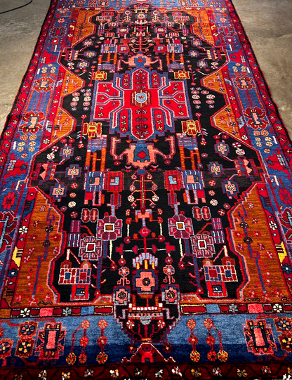 5'4" x 10' Hand-Knotted 100% Wool Pile Hamadane Area Rug