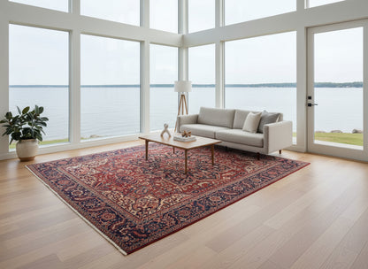 8'5"x11'9" Hand-Knotted 100% Wool Pile Herize Rug