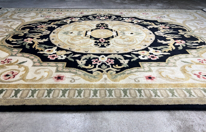 6'1"x9'2" Hand-Knotted 100% Wool Pile Aubusson Carpet - Area Rug