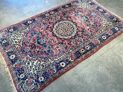 3'x5'1" Antique Hand-Knotted 100% Wool Pile Ravare Kermane Rug