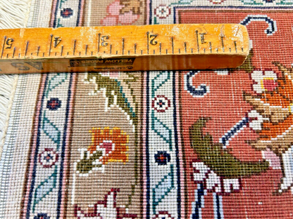 6'7"x10'1" Fine Hand-Knotted Wool & Silk Tabrize Rug - Area Carpet