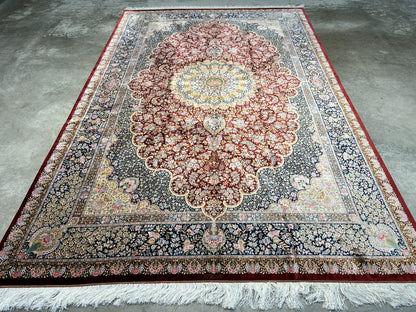 6'5"x9'10" Exquisite Hand-Knotted 100% Silk Qume Rug