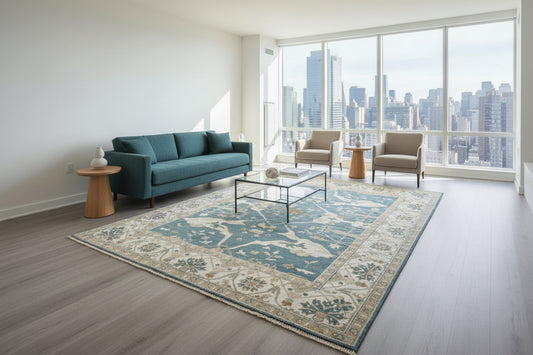 7'10" x 10'0" Hand-Knotted 100% Wool Carpet - Indian Oushak Area Rug