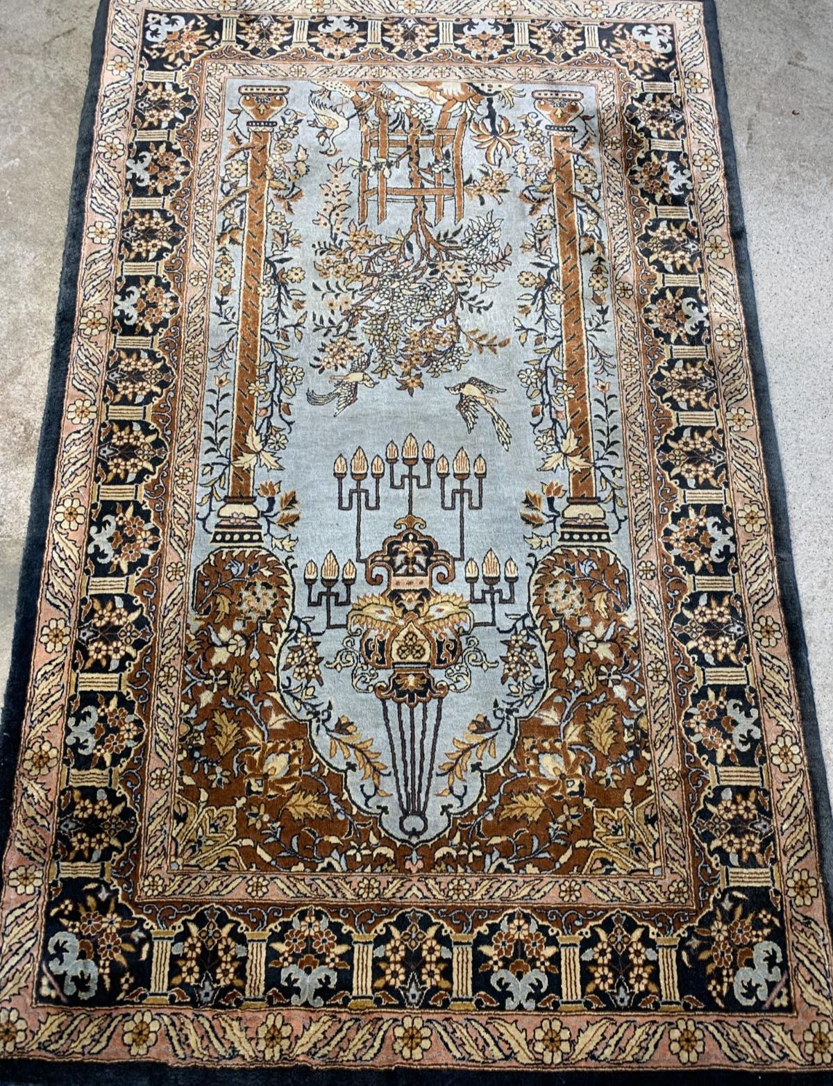 2'7"x4'1" Very Fine Hand-Knotted 100% Silk Prayer Rug