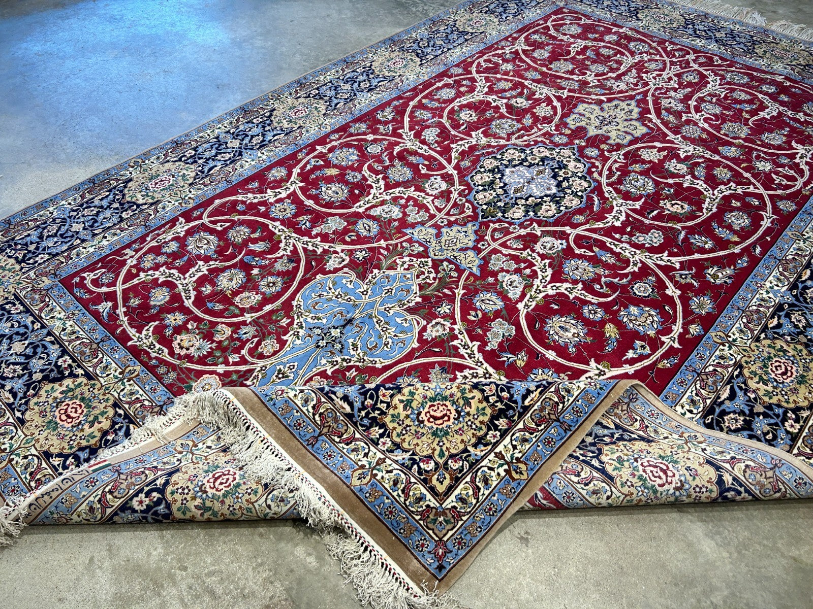 6'10"x10'4"Extra Fine Hand-Knotted Wool & Silk Isfahane Rug - Area Carpet