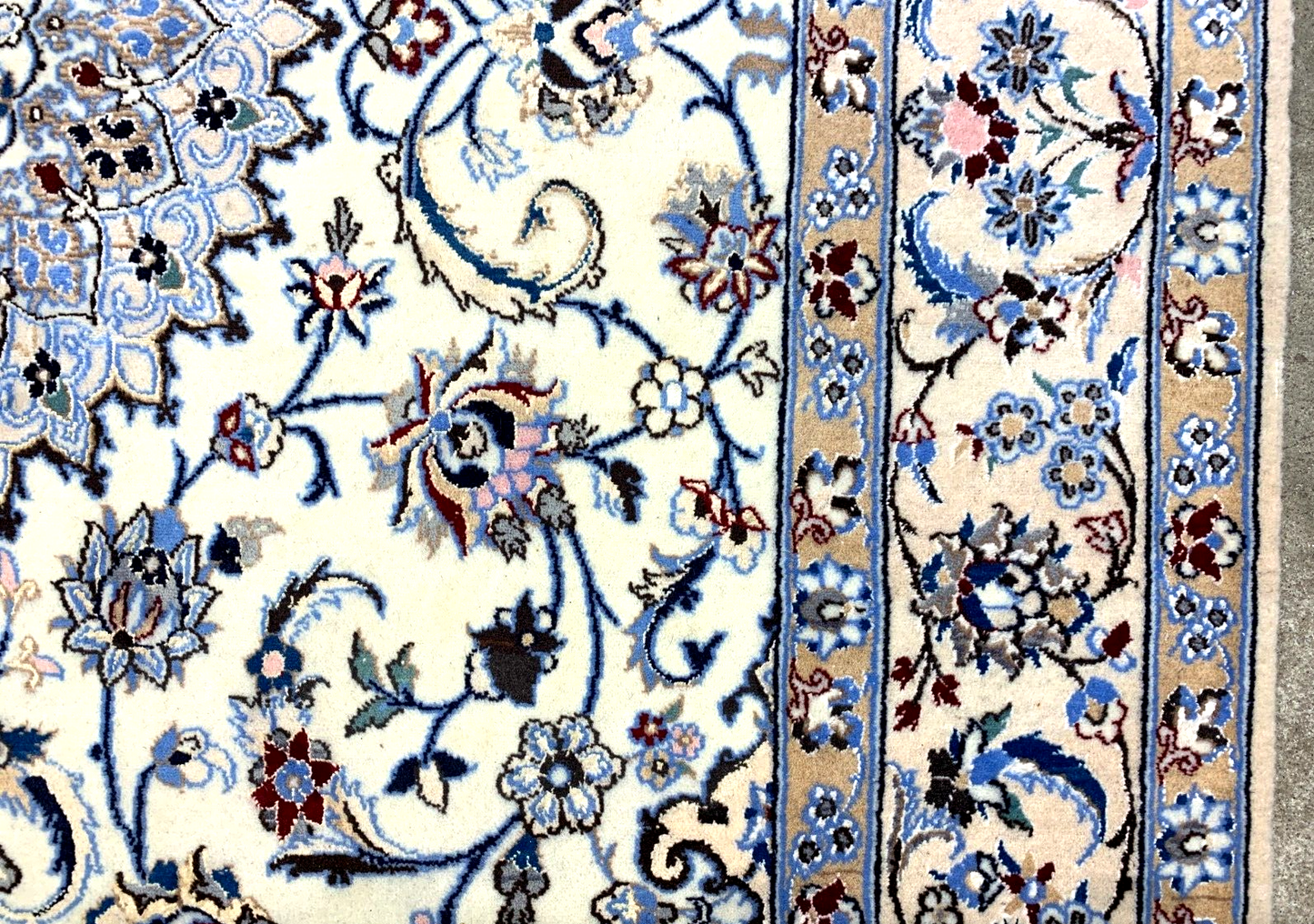 4'x6'6" Fine Hand-Knotted Wool & Silk Blend Naine Carpet - Area Rug