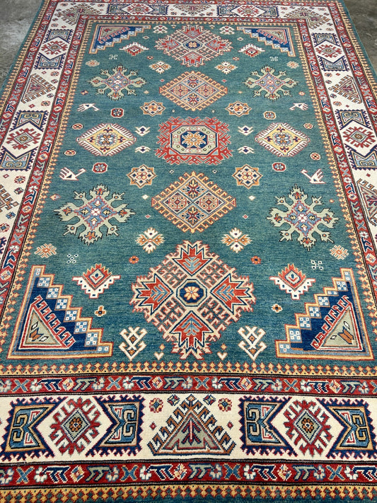 7'x10' Hand-Knotted 100% Wool Carpet - Fine Kazak Area Rug