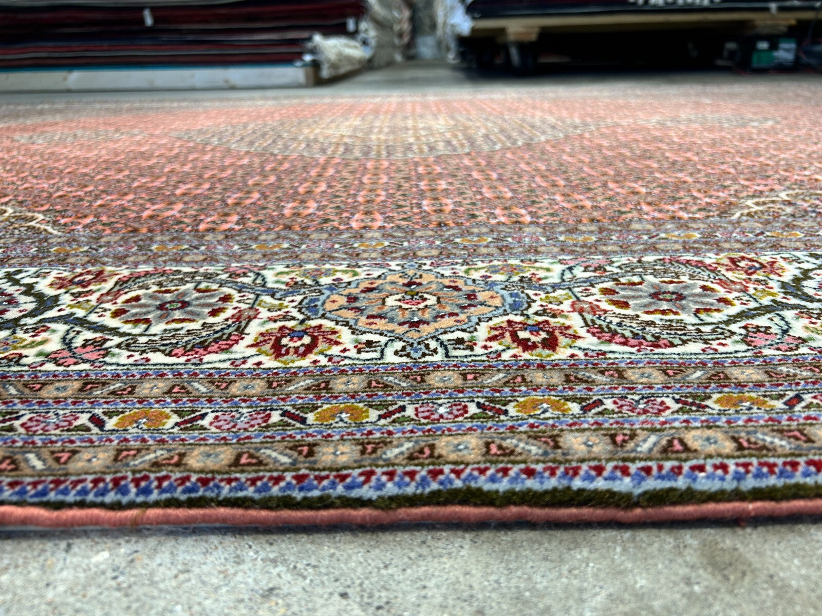 6'10"x10'1" Fine Hand-Knotted Wool & Silk Blend Tabrize Mahi Carpet - Area Rug