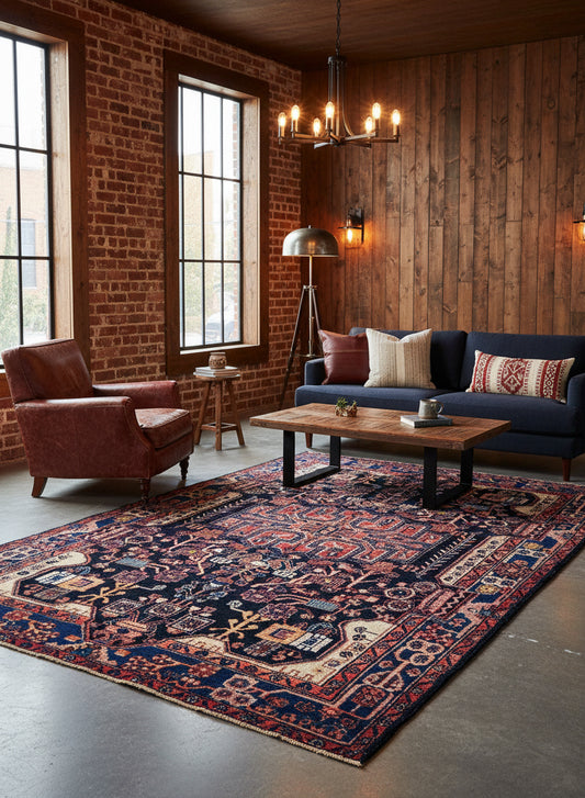 Hand-Knotted Persian Nahavand Rug - 5'4"x9'8"