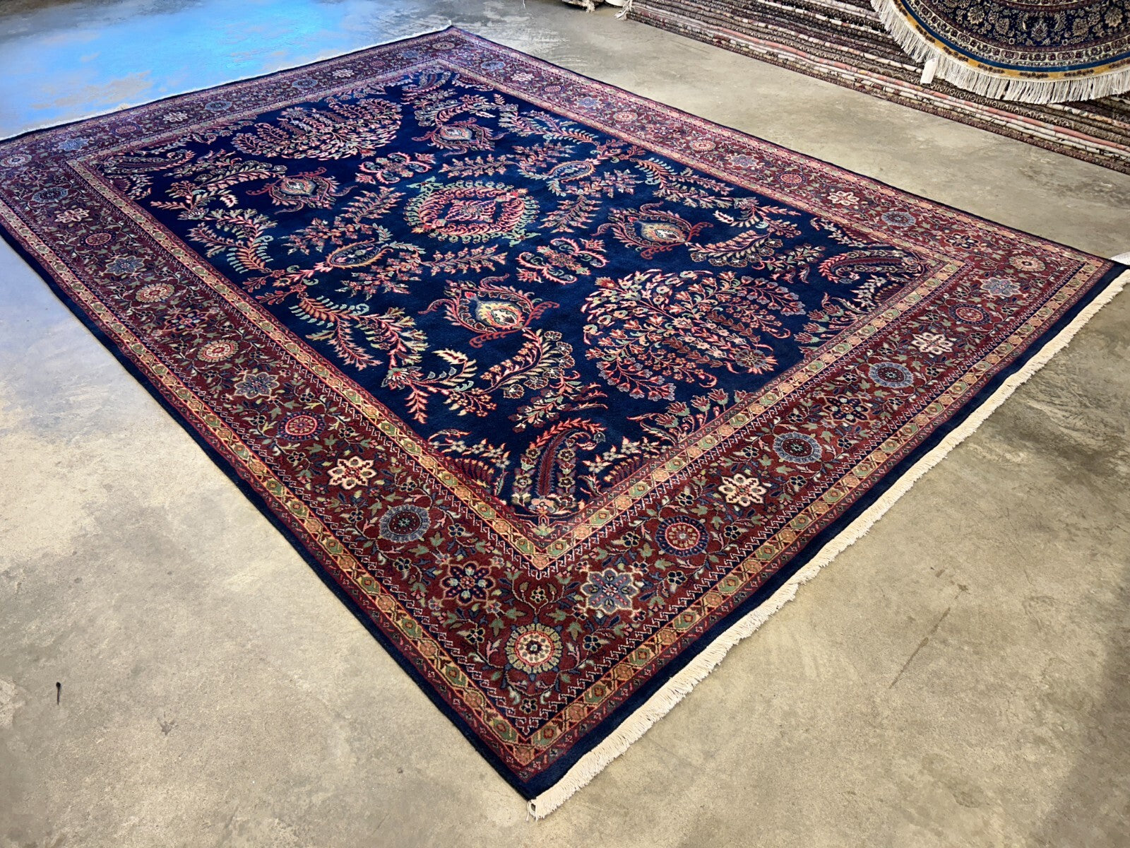 8'9"x12'1" Hand-Knotted 100% Wool Pile IndoSarouke Rug