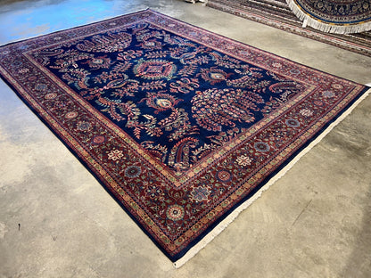 8'9"x12'1" Hand-Knotted 100% Wool Pile IndoSarouke Rug