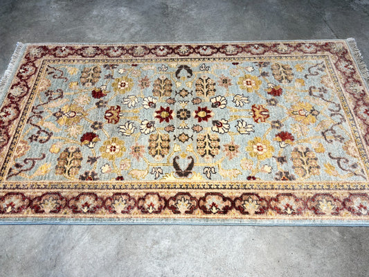 3'x5'2" Fine Hand-Knotted 100% Wool Pile Pakpishawar Area Rug