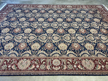 9'x12'2" Hand-Knotted 100% Wool Pile Oriental Rug