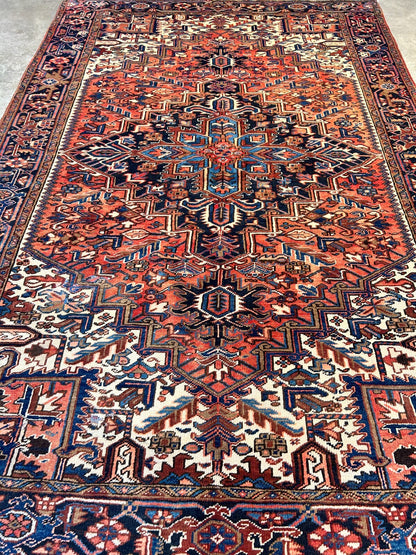 7'5"x11'1" Hand-Knotted 100% Wool Pile Herize Rug