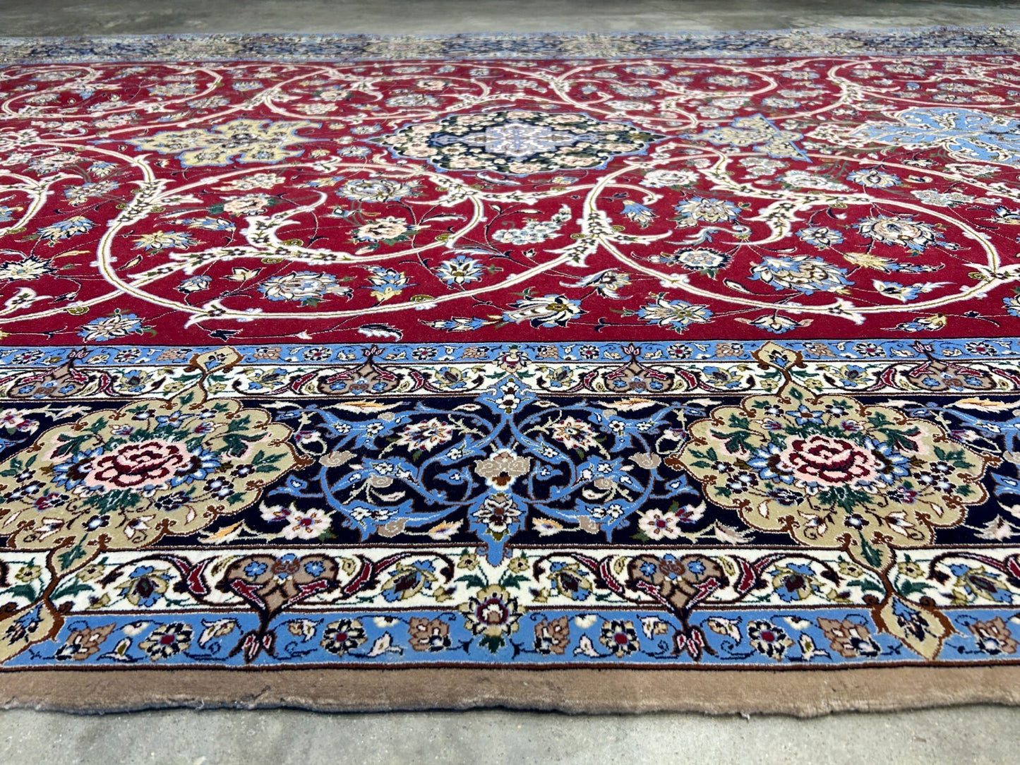 6'10"x10'4"Extra Fine Hand-Knotted Wool & Silk Isfahane Rug - Area Carpet