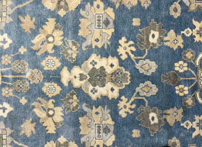 9'1"x12'2" Hand-Knotted 100% Wool Pile Oushak Rug